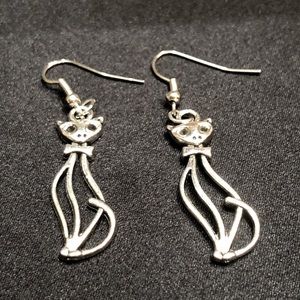 *6 for $10!* Bowtie Ribbon Kitty Cat Antiqued Silver Earrings